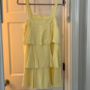 Yellow ruffled mini dress